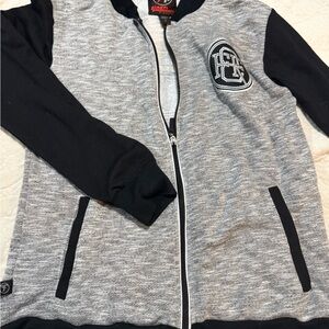 Affliction Men’s Fast and Furious Breakout Bomber Gray and Black Zip-Up Jacket